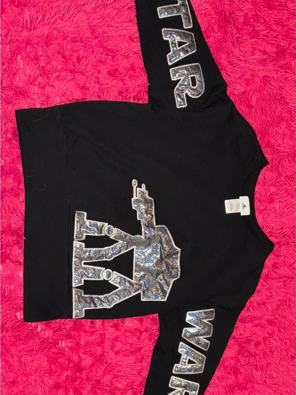 Disney Black Sweatshirt with Silver Holographic Star Wars Graphics